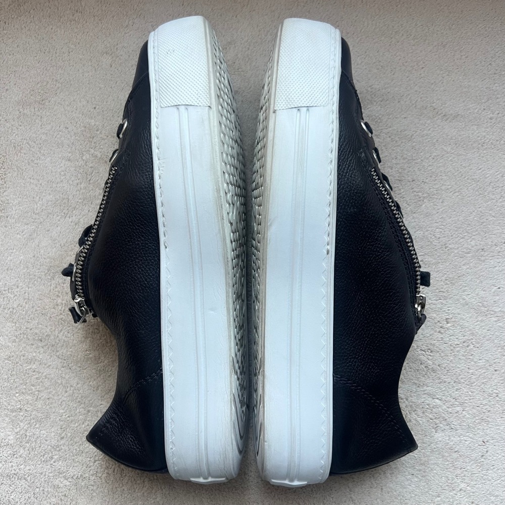 Paul Green Super Soft Women 8.5 UK 6Black Leather Side Zip Platform Sneakers - Picture 4 of 15